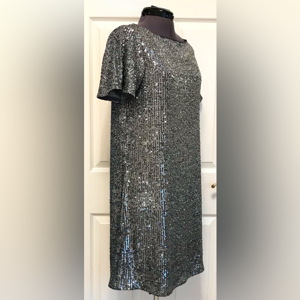 NWT Ann Taylor Silver Sequin Shift Cocktail Dress - Picture 7 of 16